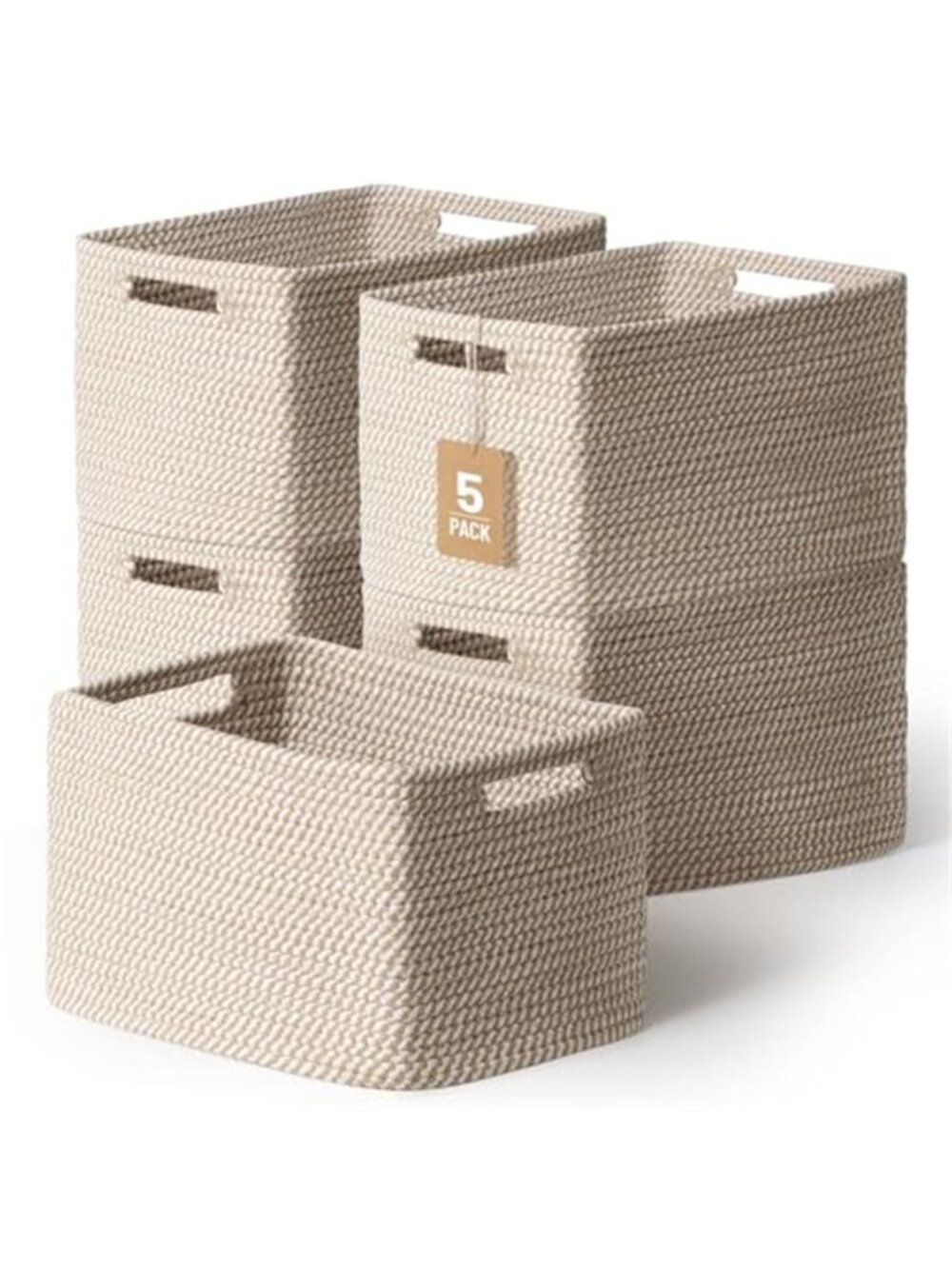New 5 Pack Woven Storage Baskets, Decorative Storage Bins for Organizing